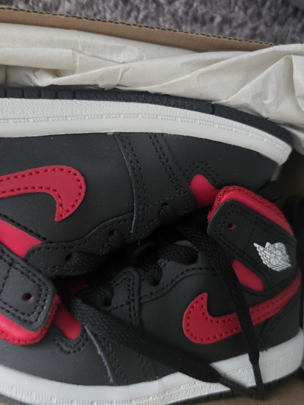 Jordan Kids' Black and Red High-Top Sneakers